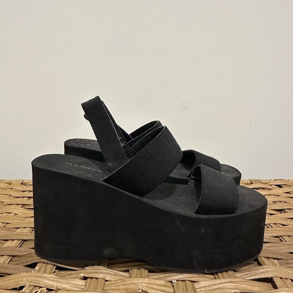 Madden Girl Black Platform Slingback Sandals